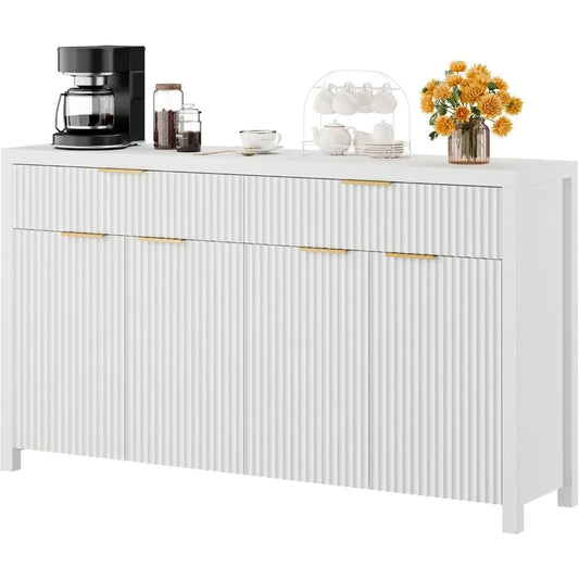 ANGDUO Fluted Storage Cabinet With Drawers And Shelves