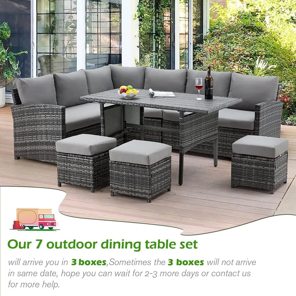 Tangxu 7 Piece Outdoor Dining Table And Chairs Set Rattan