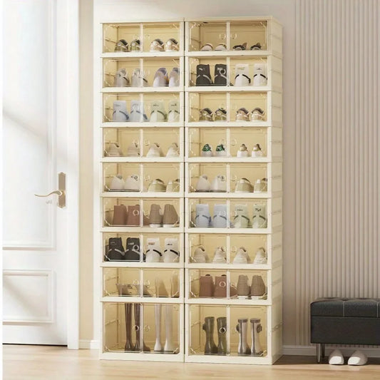 Hign-concerned Folding Shoe Rack Organizer Magnetic Door