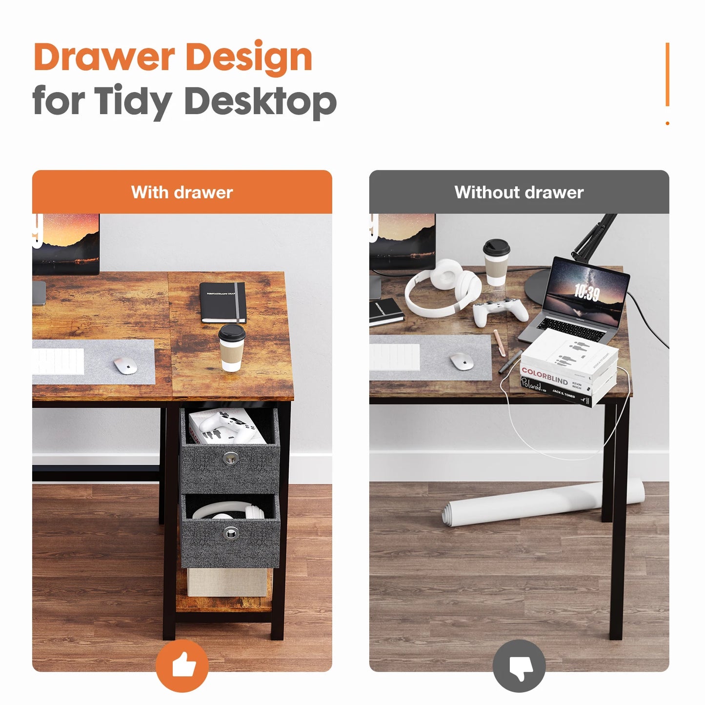 Sweet Blossoms Haven JHK Computer Desk With Drawers