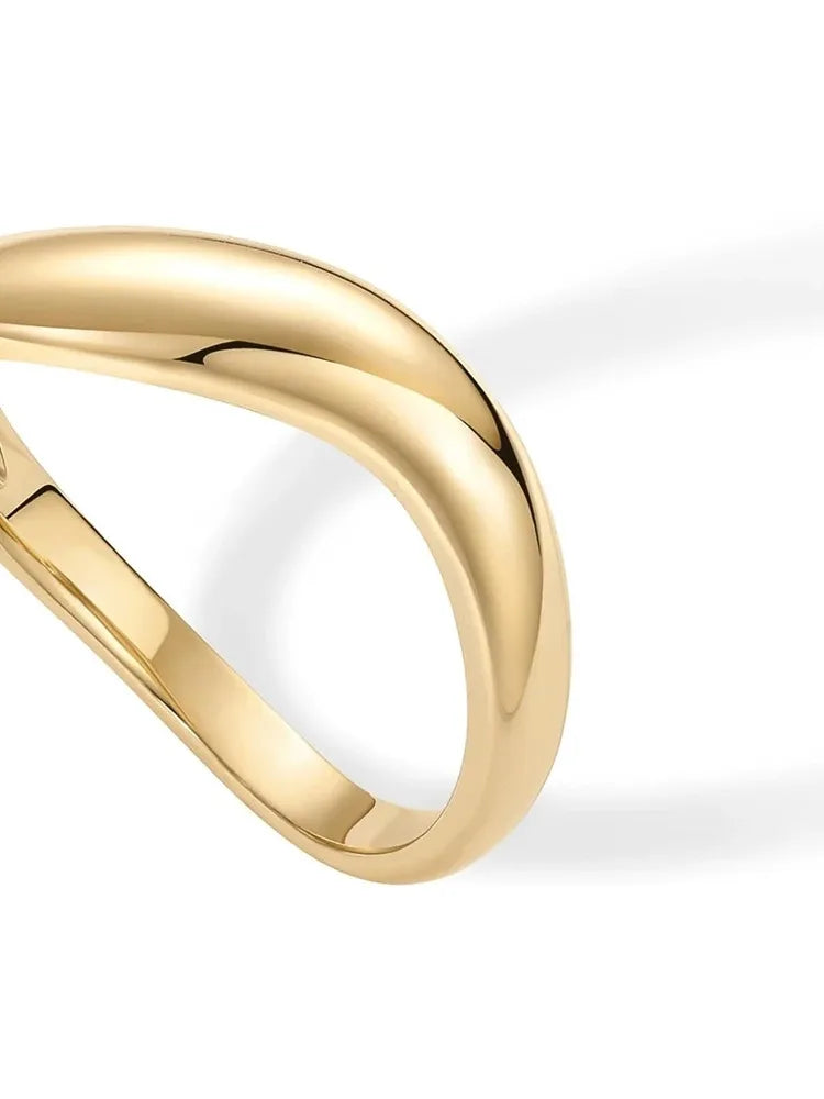 PAVOI 14K Gold Plated Wavy Stackable Ring For Women