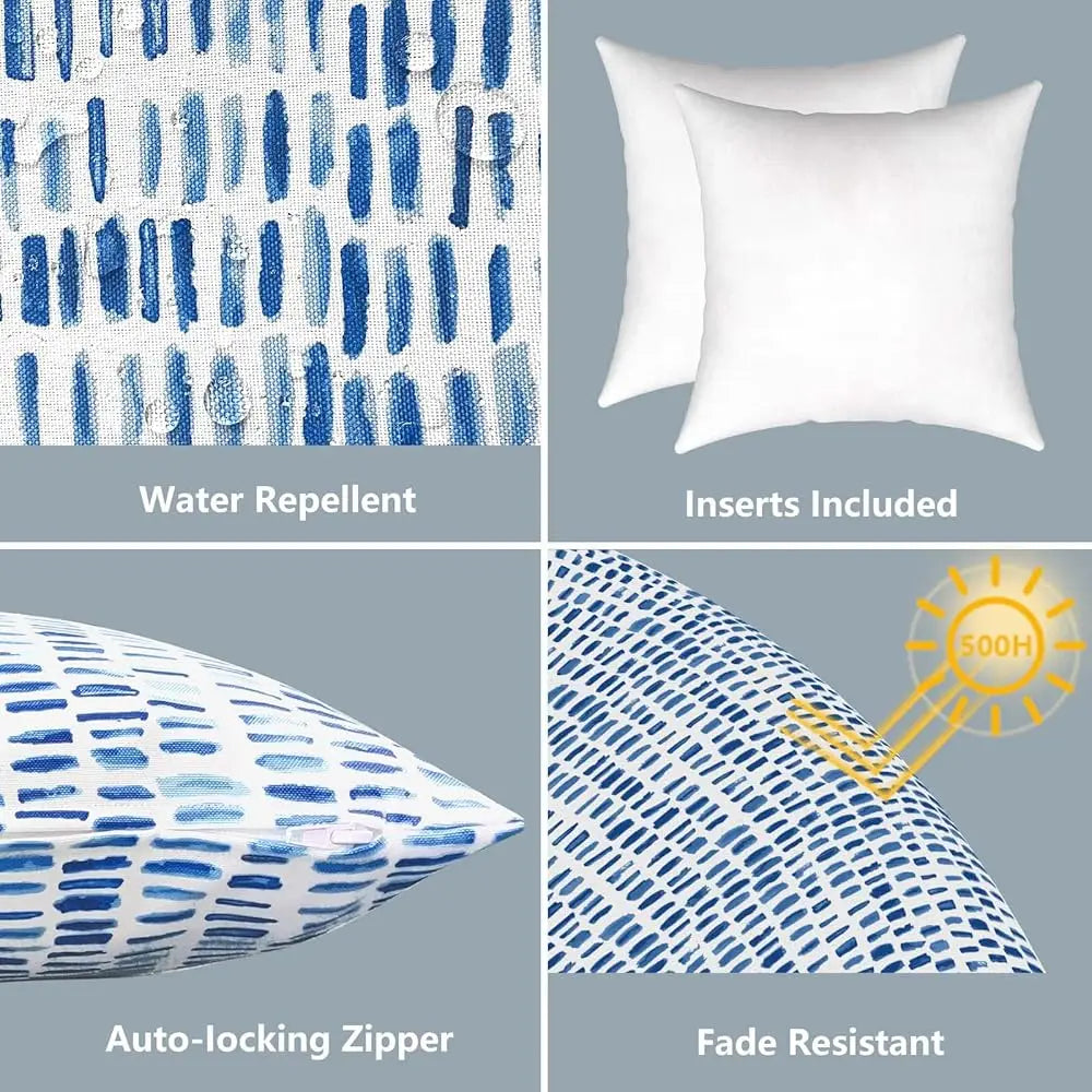 Outdoor Throw Pillows, Decorative Throw Pillows With Inserts, 16""X16"" Square Pillows For Bed, Couch, Sofa And Patio