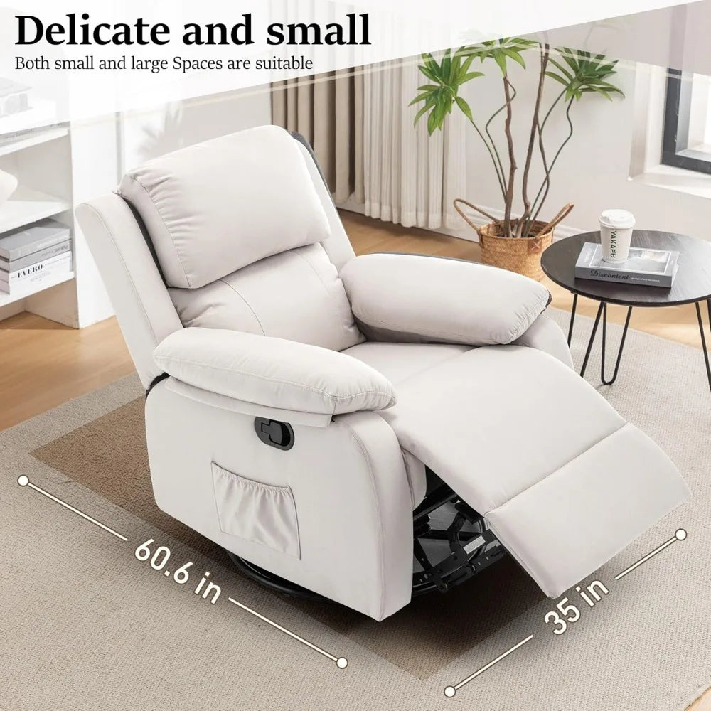 Masterpiece Recliner Chair 360 Swivel Rocker For Small Rooms