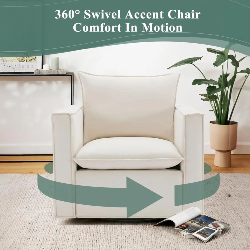 Swivel Accent Chair Upholstered Armchair For Living Room