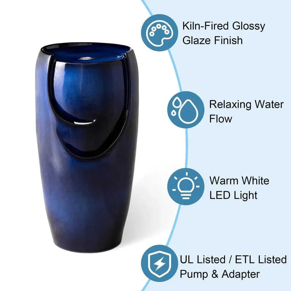 XMSJ Oversized Ceramic Water Fountain With Submersible Pump