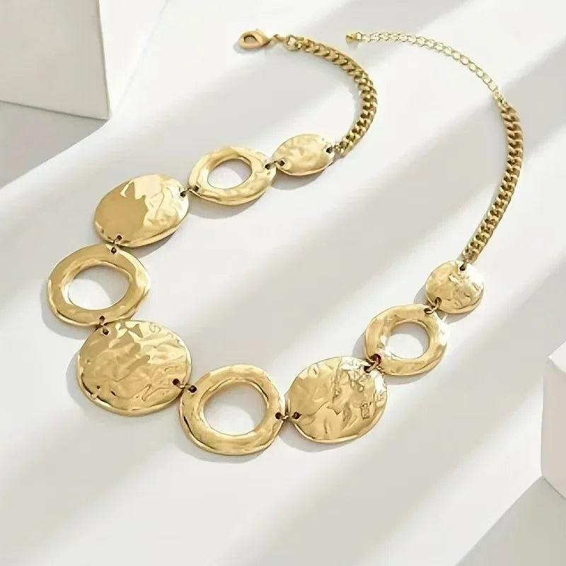 Sweet Blossoms Haven Hammered Geometric Layered Necklace