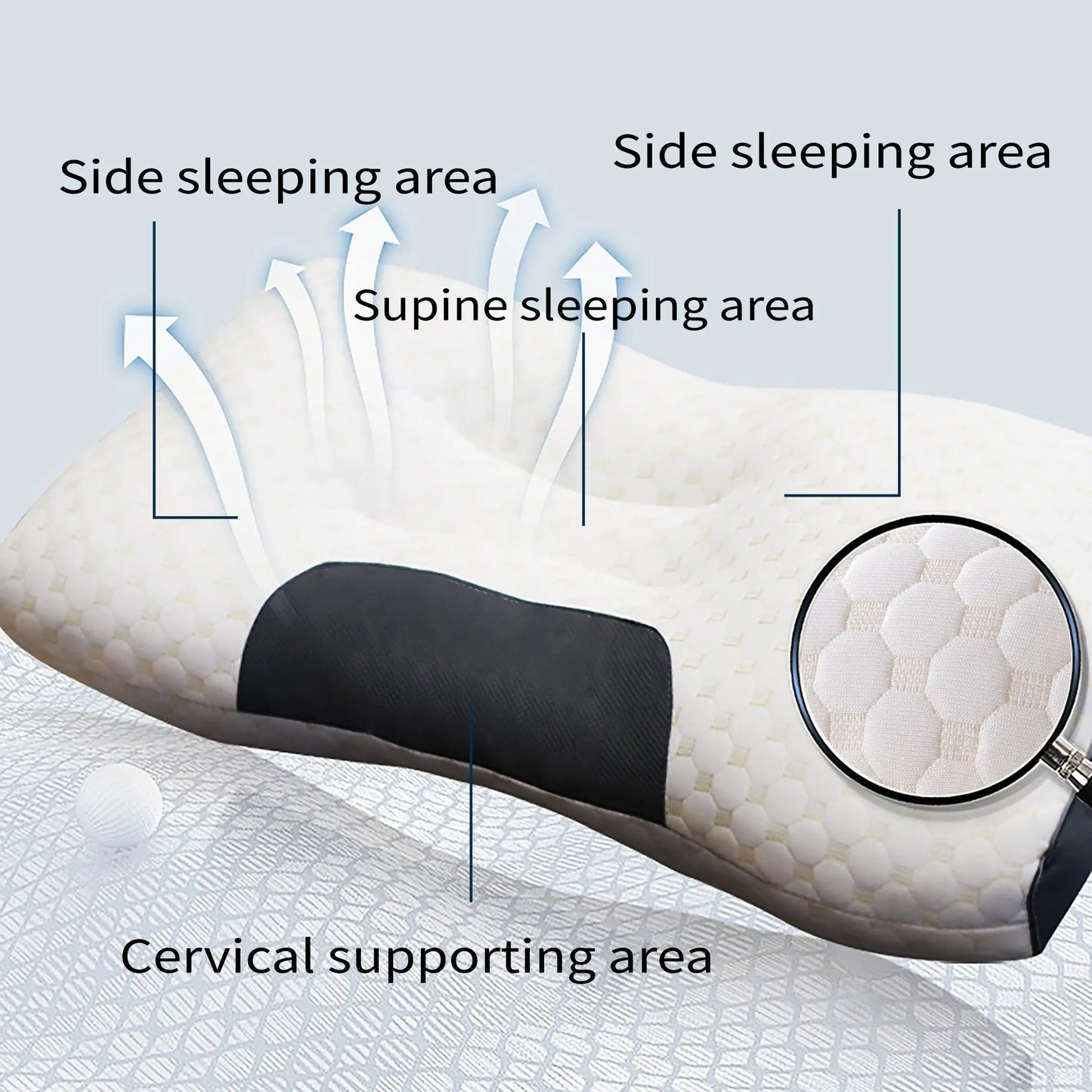 Massage Neck Pillow 2Pcs Soft Adjustable Ergonomic Knitted Orthopedic Contour Support Pillow