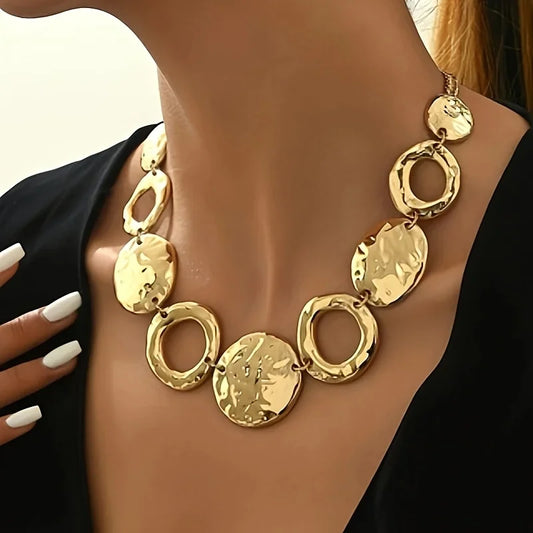 Sweet Blossoms Haven Hammered Geometric Layered Necklace