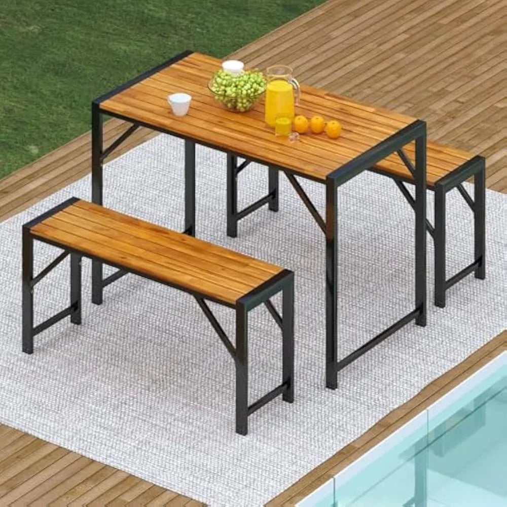 DAFIFY Outdoor Patio Dining Set With Acacia Wood Table