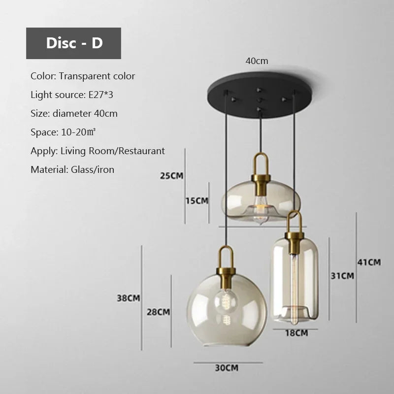 Oboerthurck Modern Glass Pendant Light Loft Industrial Lamp