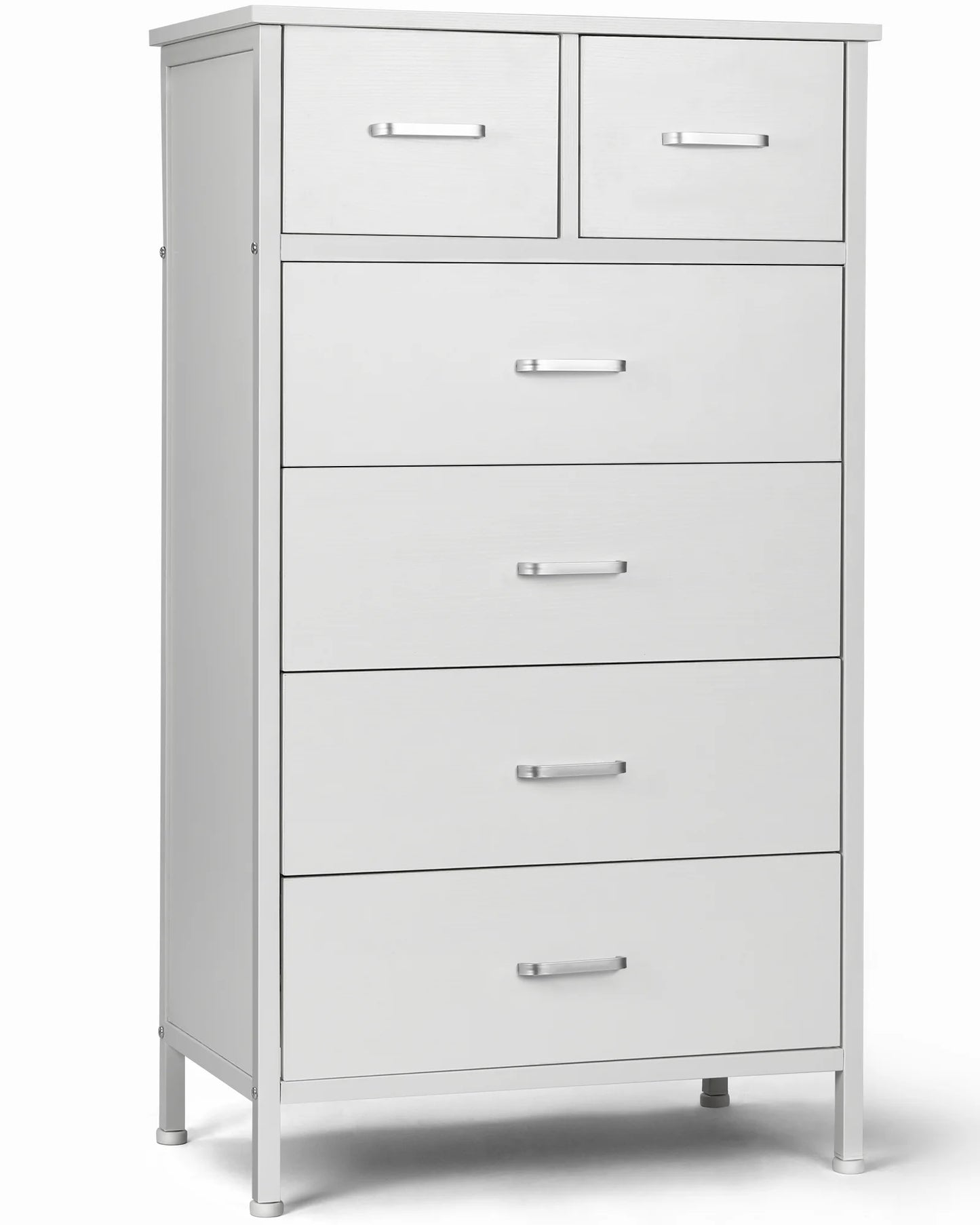 Chest of 6 Drawers, Drawer Dresser storage organizer for Bedroom, Living Room, Storage Cabinet Dresser with Steel Frame, White