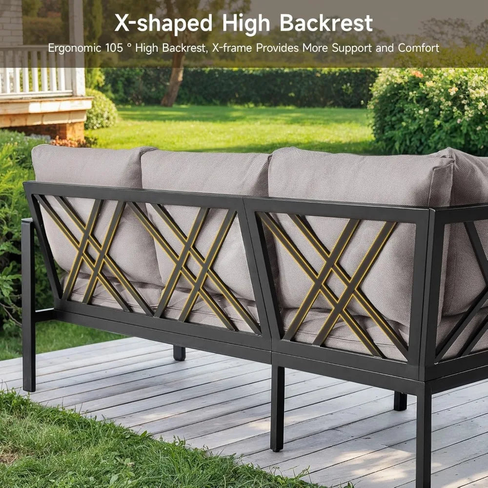 ANGDUO Patio Furniture Set L Shaped Sofa Coffee Table