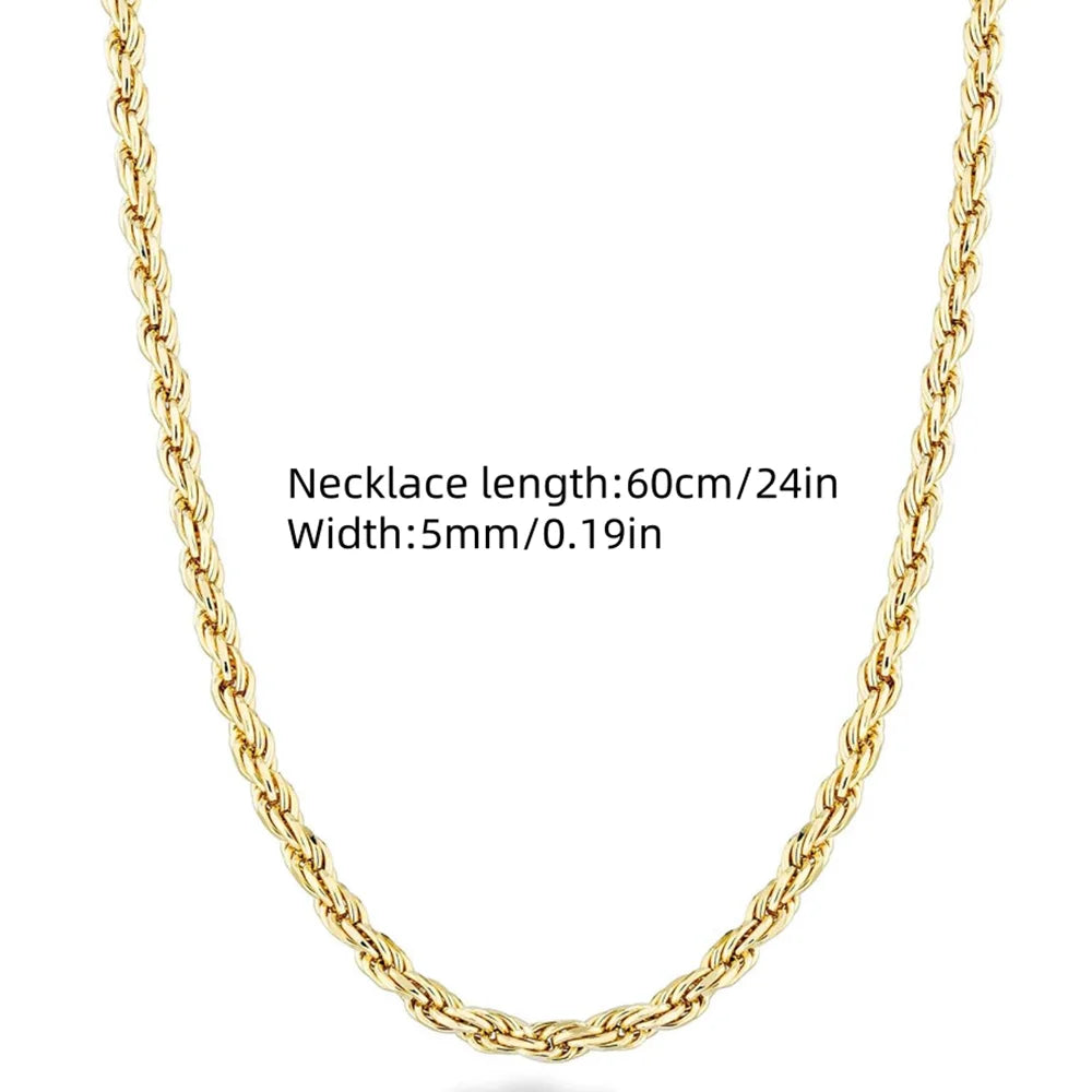 Twisted Rope Singapore Chain Necklace For Men And Women