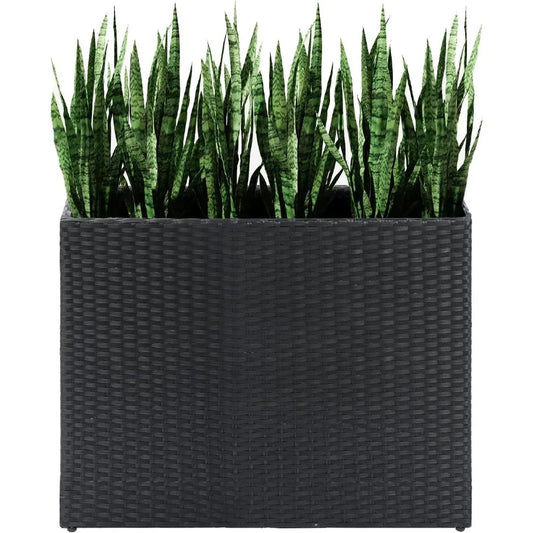 Lewis and Wayne Tall Planters for Outdoor Plants Handmade Wicker Large Rectangular Block Planter Box with Removable Liners Modern Design