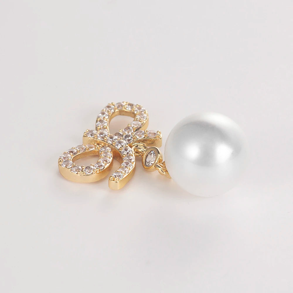 18K Gold Plated Women's Pearl Necklace With Zircon Pendant Classic Party Jewelry for Ladies Chain Gift Stock in  USA Warehouse