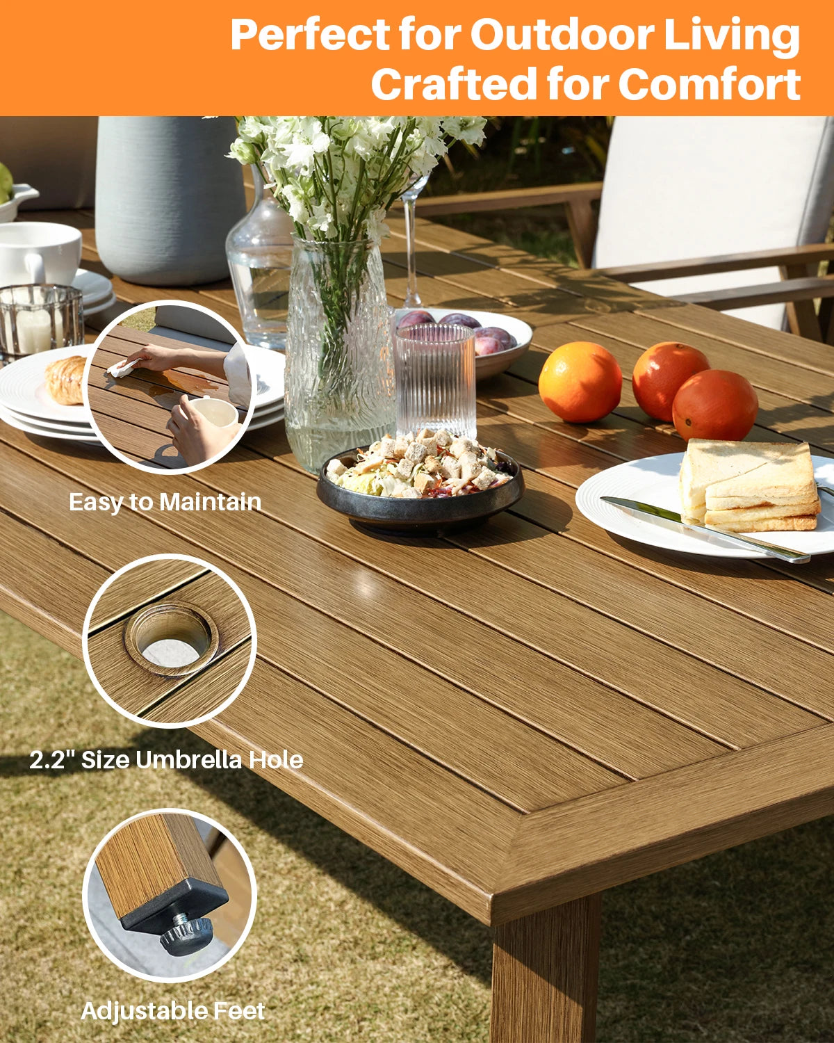 SeeHill Patio Furniture Set Aluminum Dining Swivel Chairs