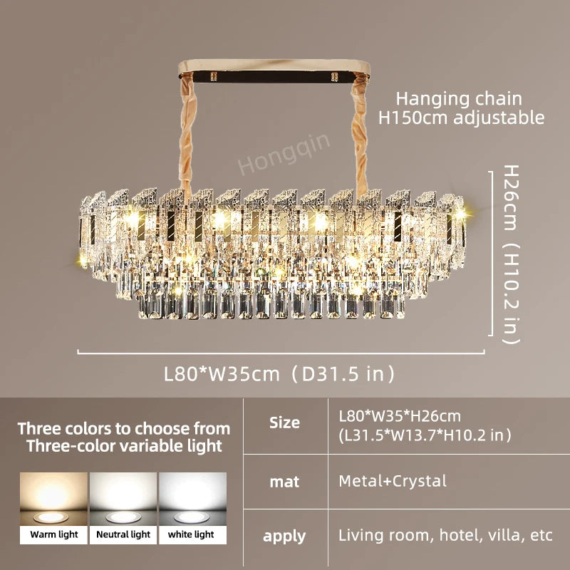 Yingxuan Crystal Pendant Light Chandelier for Living Room