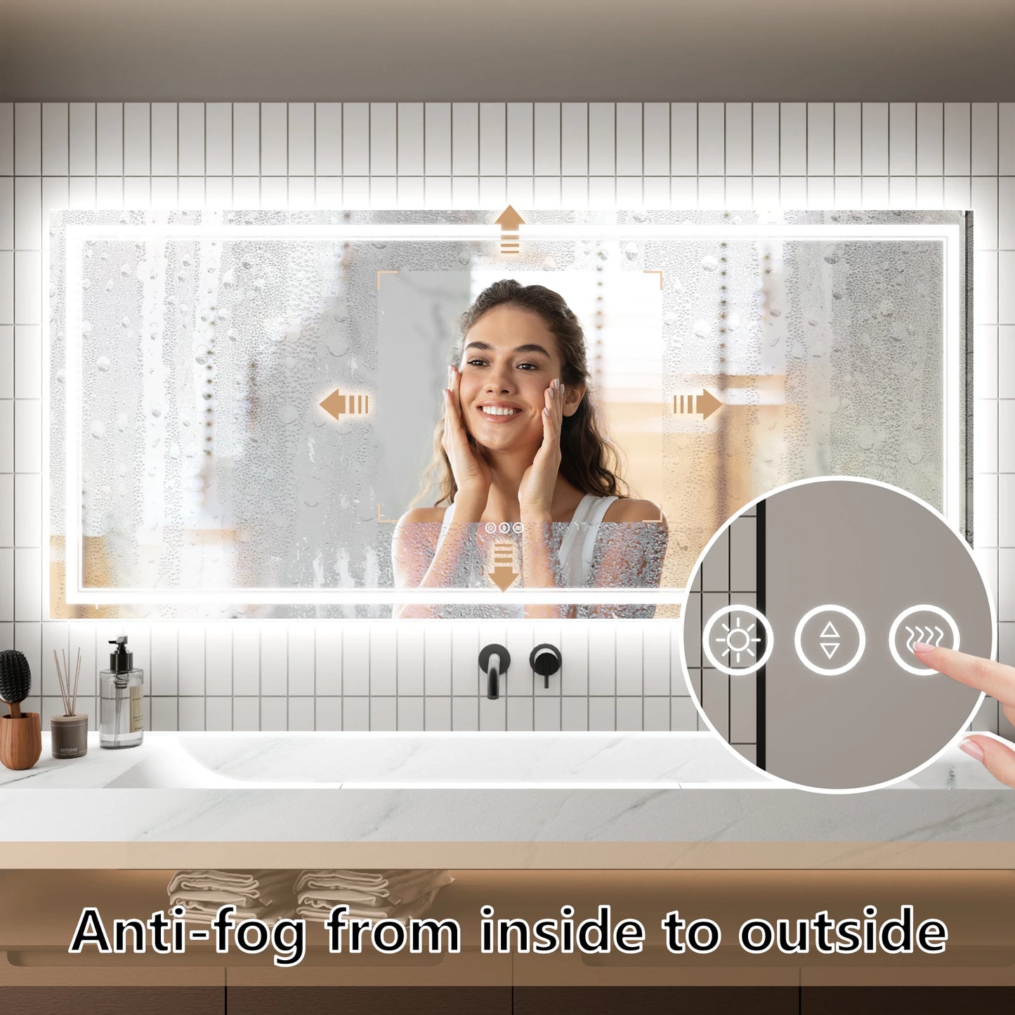 LED Bathroom Vanity Mirror With Lights Anti Fog Backlit