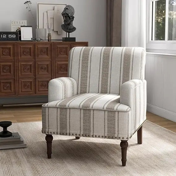 PU Leather Accent Chair, Modern Upholstered Armchair for Living Room, Comfy Arm Chair Single Sofa Reading Seat with Wooden Legs