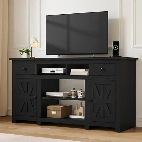 Farmhouse TV Stand With Storage Cabinets And Drawers