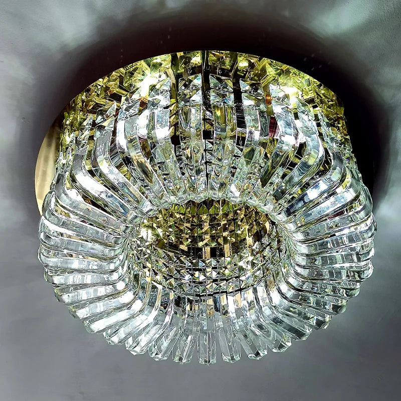 BleakNight Crystal Glass Round Ceiling Chandelier Modern Led
