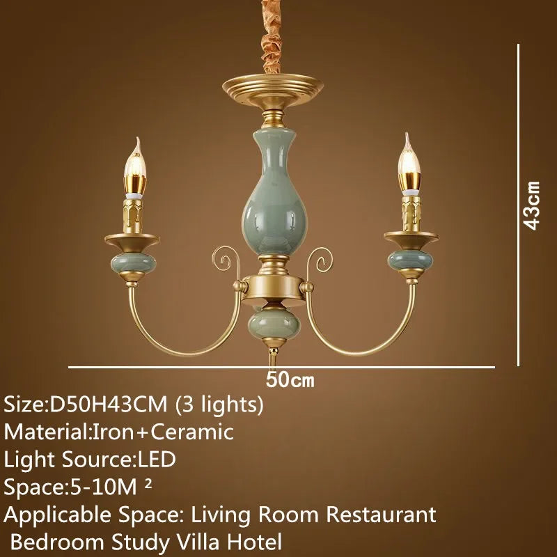 OUFULA European Candle Chandelier Led Pendent Lamp Fixture