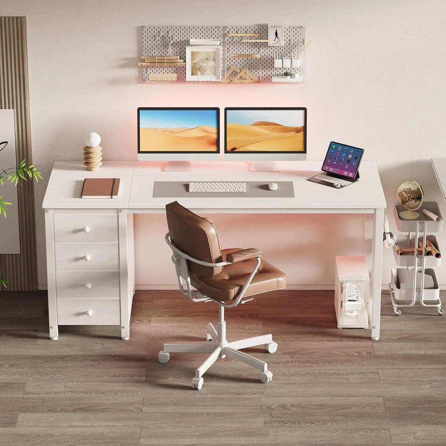 General Modern Computer Desk With Drawers For Home Office