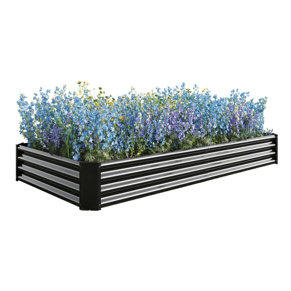 Metal Raised Garden Bed Kit Outdoor Planter for Vegetables Galvanized Steel Sturdy Weather Resistant Easy Assembly Planter Box