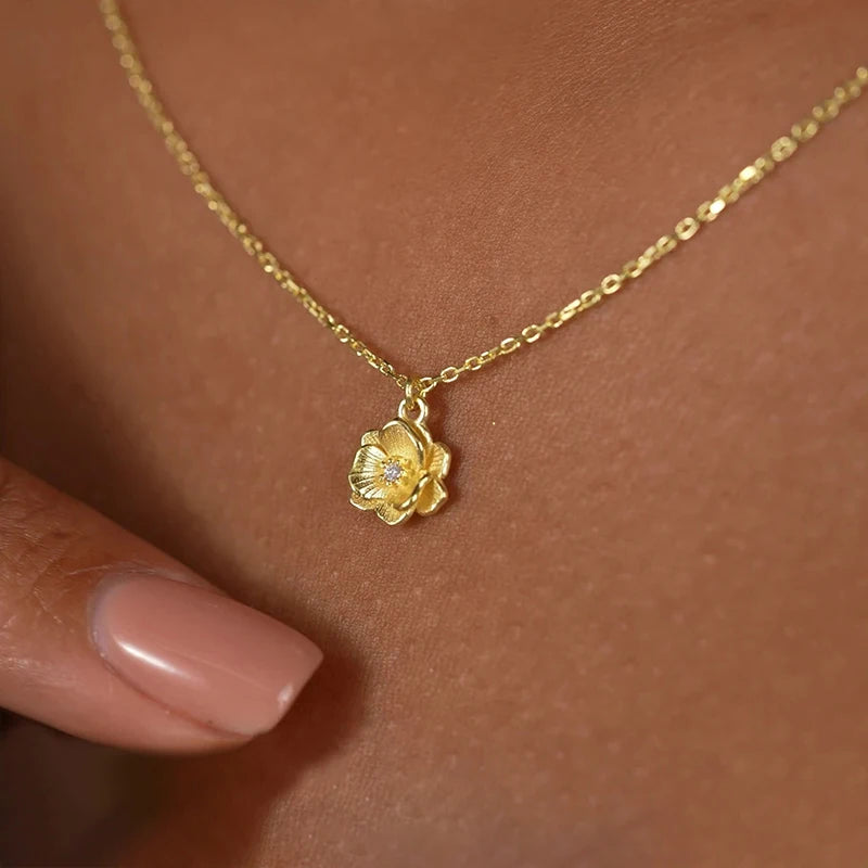 Huitan Opulent Flower Pendant Necklace For Women CZ