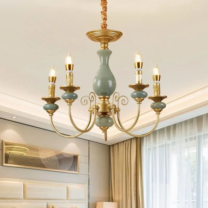 OUFULA European Candle Chandelier Led Pendent Lamp Fixture