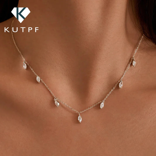 KUTPFC Moissanite Marquise Necklace 0.3ct 925 Silver
