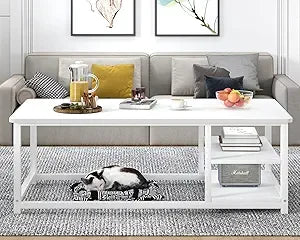 Rustic Wood Coffee Table With Storage Shelf Modern Rectangle