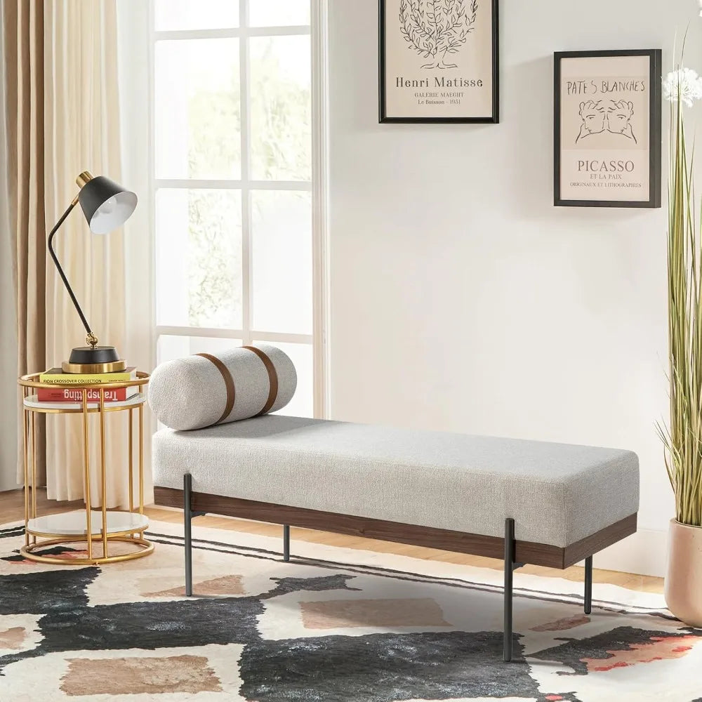 HULALA Home Upholstered Bedroom Bench Removable Pillow