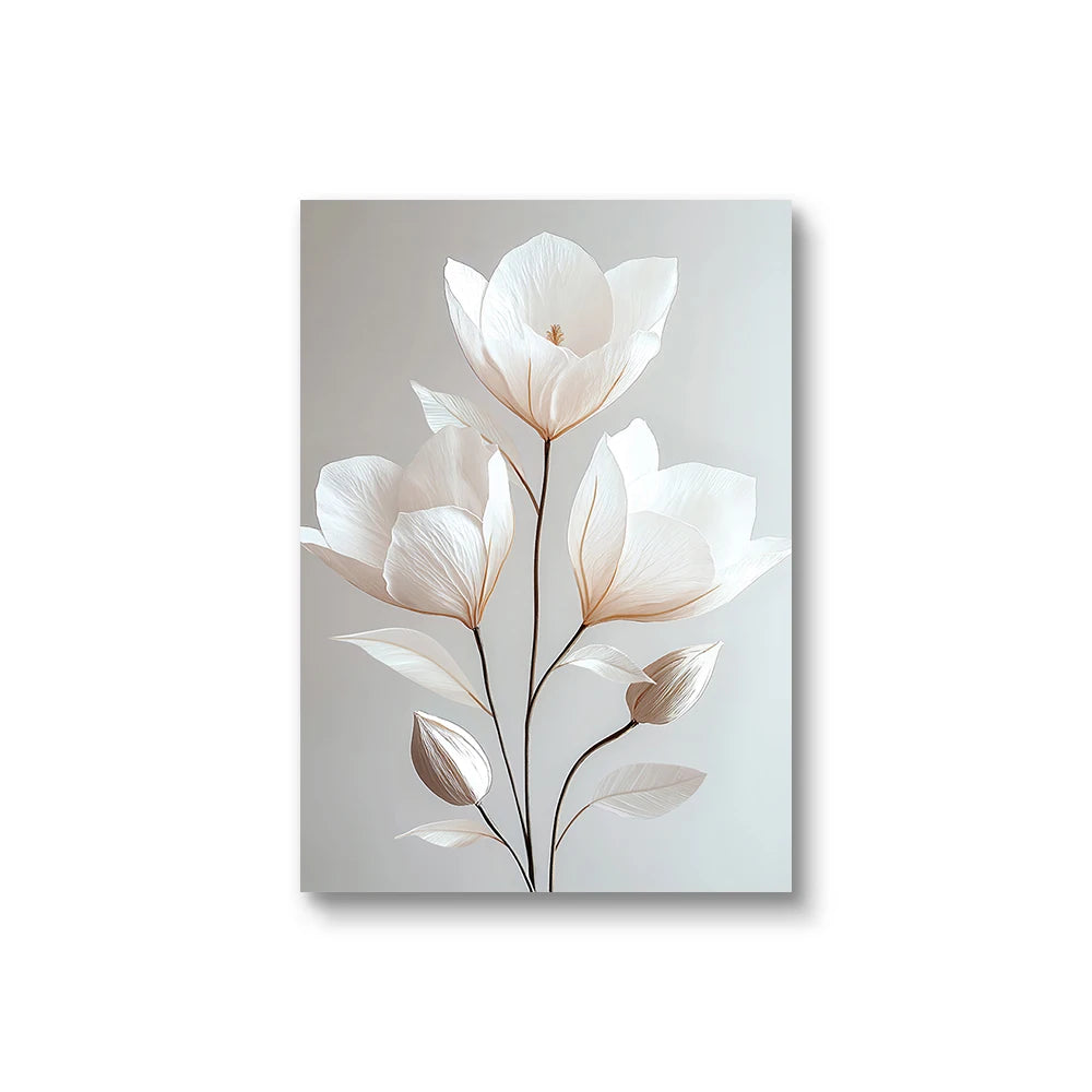 Scandinavian Beige Peony Flower Art Poster Modern Flower Botanical Wall Decor Beautiful Art Canvas Print Home Bedroom Decor