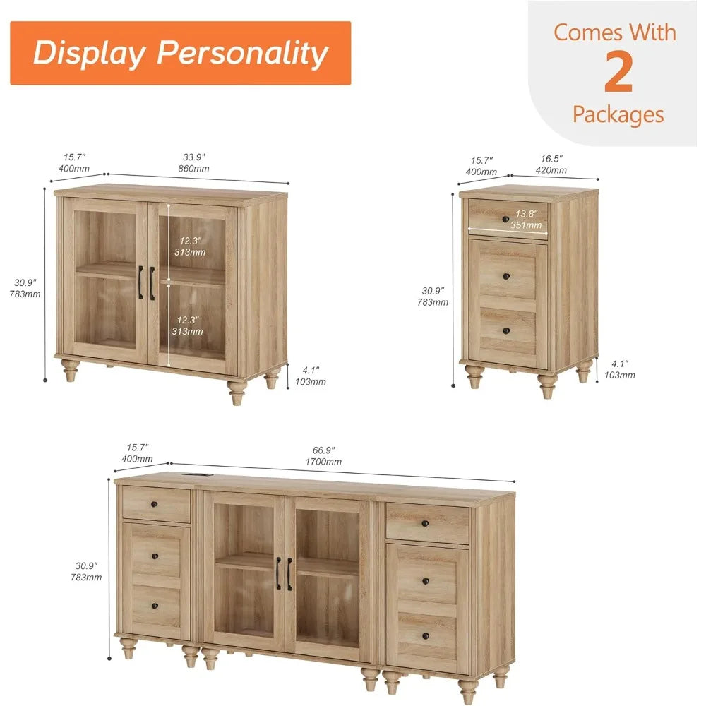 RBXC Wood TV Cabinet Entertainment Unit With Charging