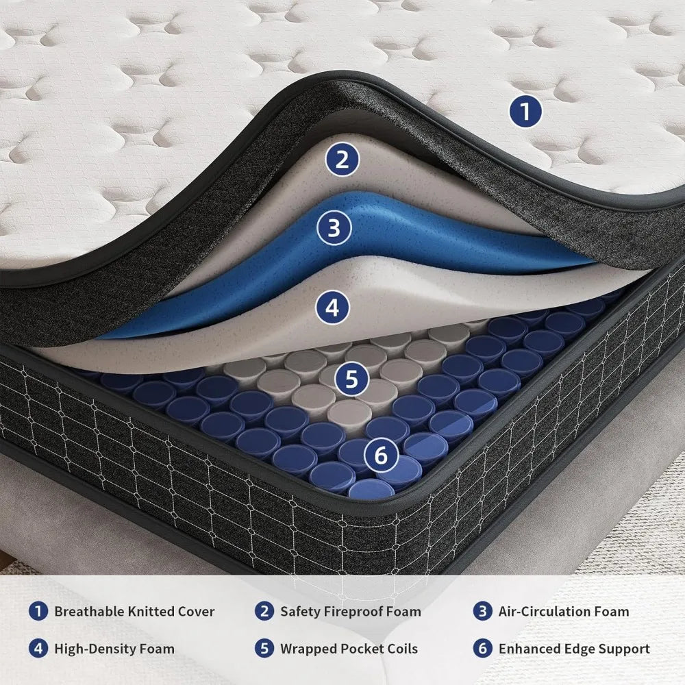 Angduo Hybrid Mattress With Pocketed Coils CertiPURUS