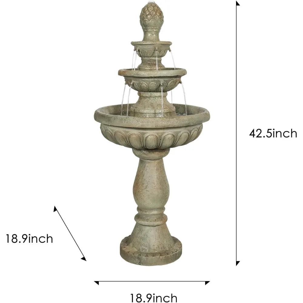 Sunjet Modern Concrete Outdoor Fountain 3 Tier Garden