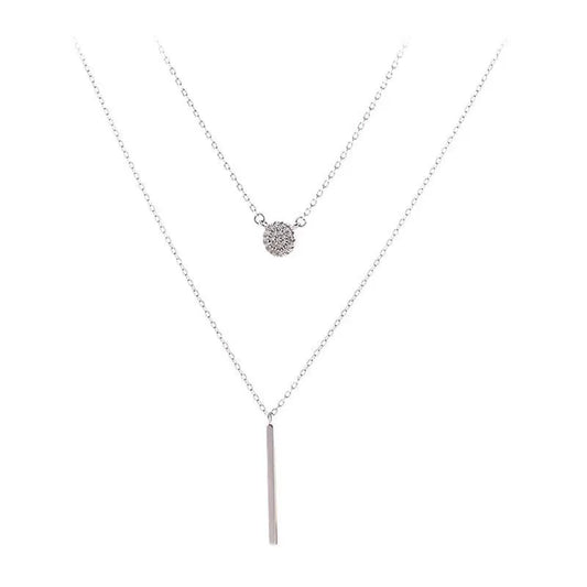 Zhejiang S925 Silver Double Chain Zircon Pendant Necklace