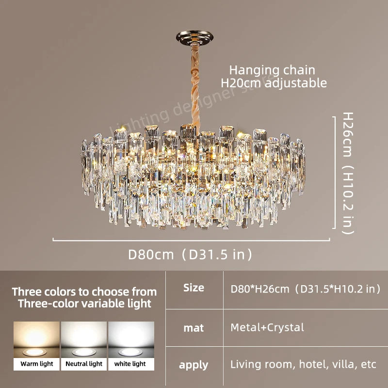 Yingxuan Loft Pendant Crystal Chandelier For Dining Room