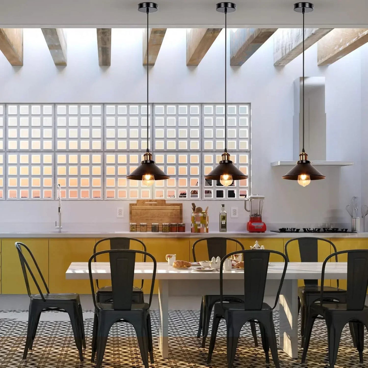Newrays 3 Pack Industrial Retro Iron Pendant Lights