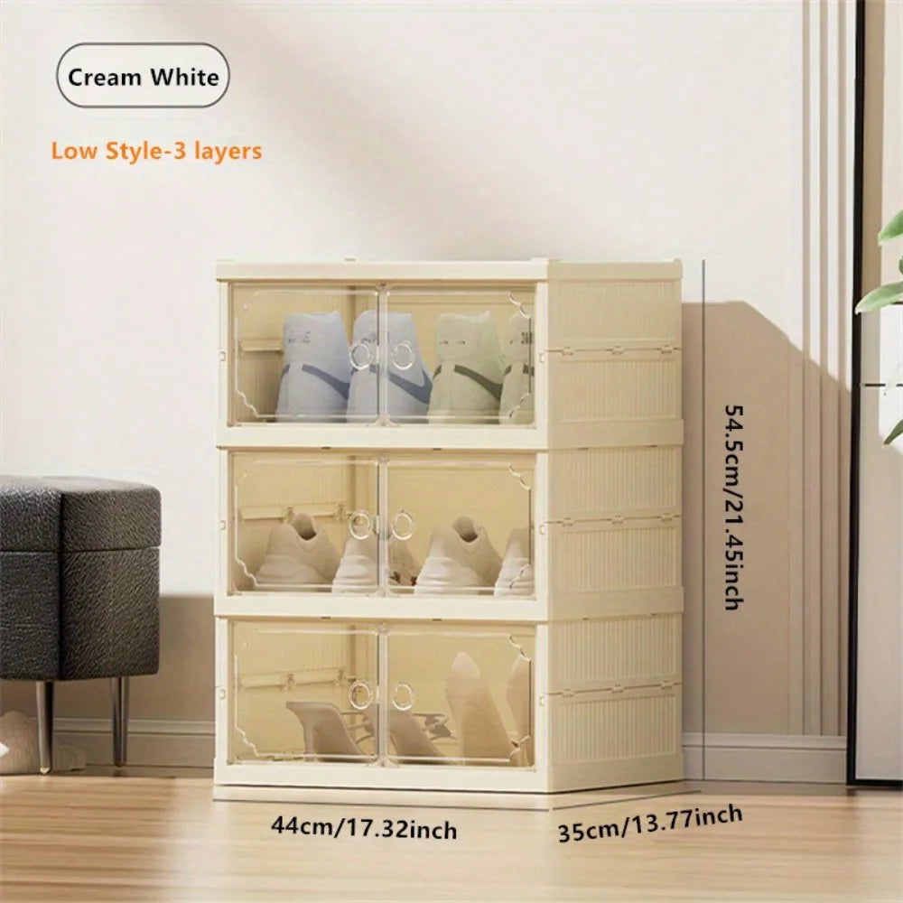 Hign-concerned Folding Shoe Rack Organizer Magnetic Door