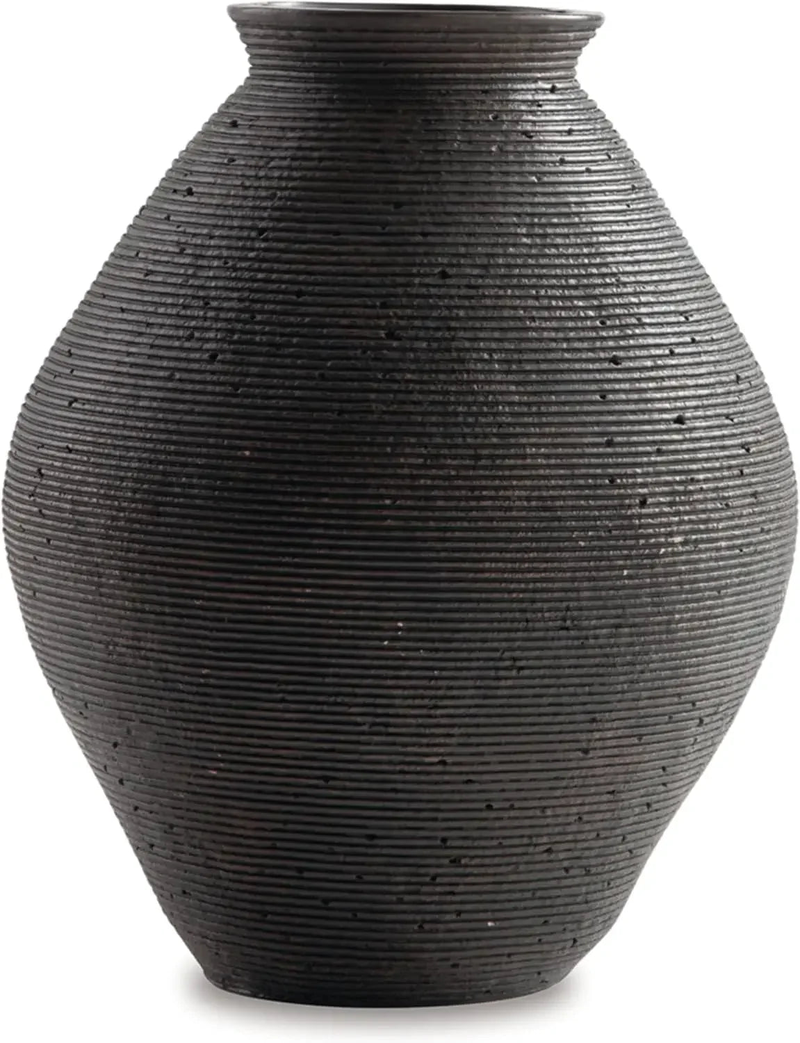 Ashley Hannela 12" Modern Distressed Polyresin Vase, Antique