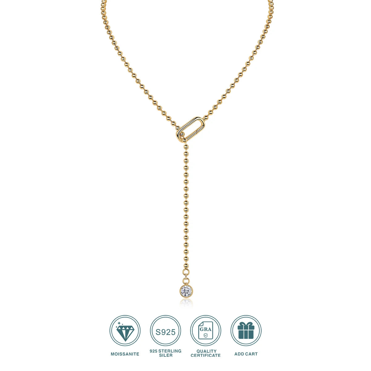 Sweet Blossoms Haven Moissanite Y Shape Necklace S925