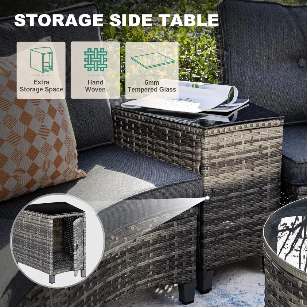 MKDK Outdoor Patio Furniture Set Curved Half Moon Sectional