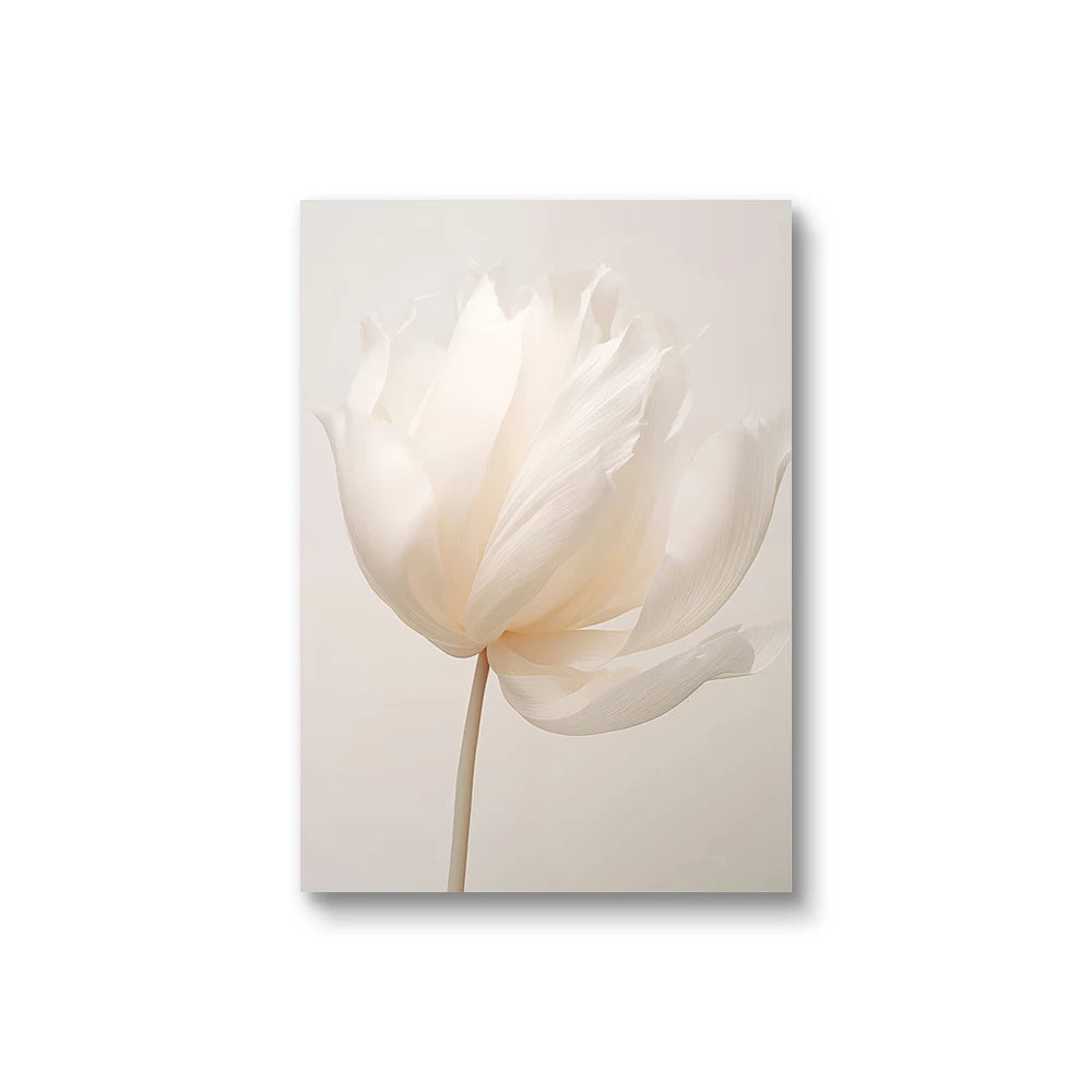 Scandinavian Beige Peony Flower Art Poster Modern Flower Botanical Wall Decor Beautiful Art Canvas Print Home Bedroom Decor