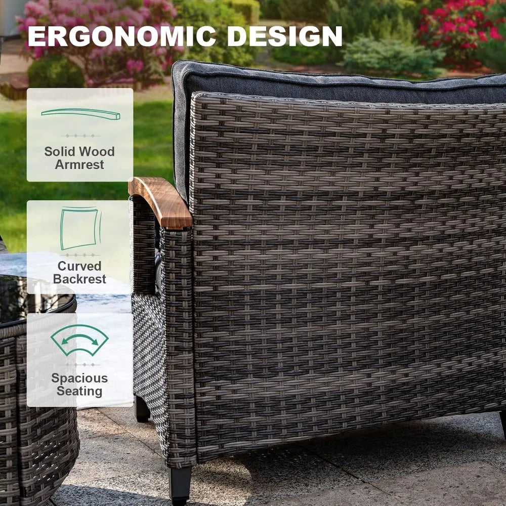 MKDK Outdoor Patio Furniture Set Curved Half Moon Sectional