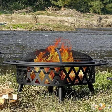 EcoNook WoodBurning Fire Pit Outdoor CrossWeave SparkScreen