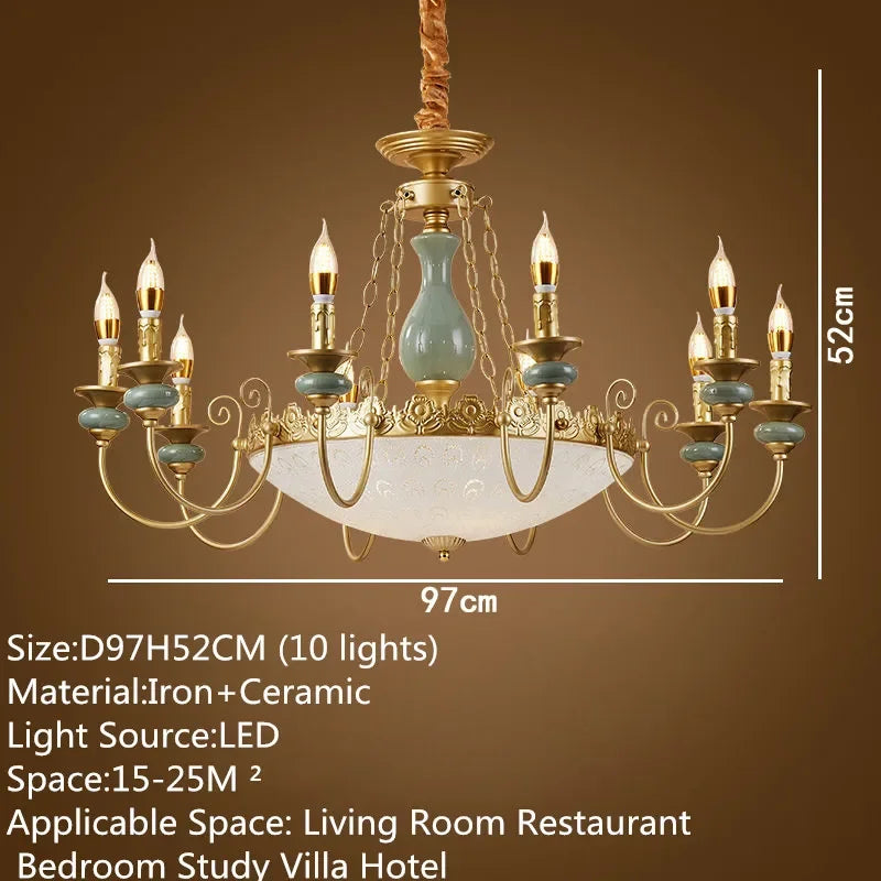 OUFULA European Candle Chandelier Led Pendent Lamp Fixture