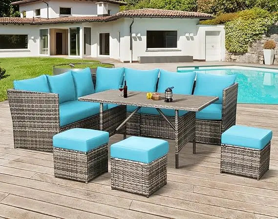 Tangxu 7 Piece Outdoor Dining Table And Chairs Set Rattan