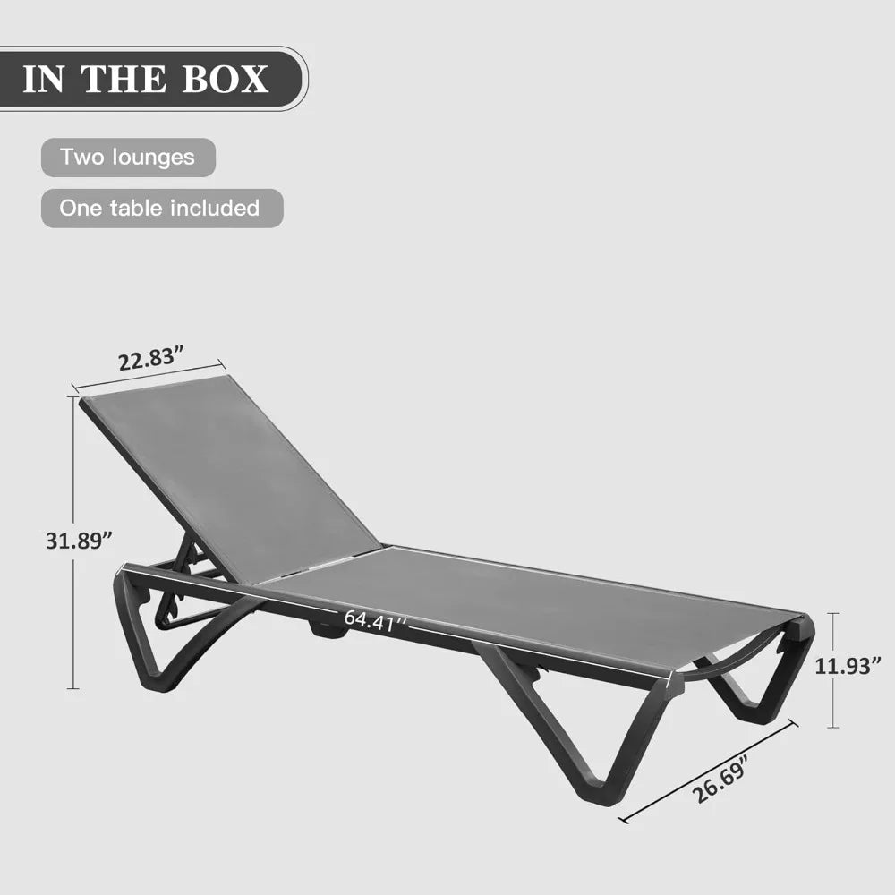 Domi Adjustable Pool Lounge Chairs Set of 2 With Wheels